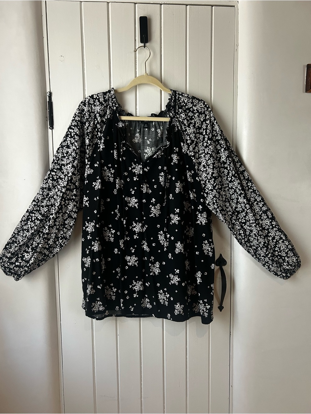 Torrid Black Floral Peasant Blouse